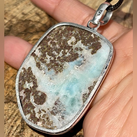 Large Dolphin Stone Large DR Larimar Pendant 2 1/2” - Picture 12 of 16
